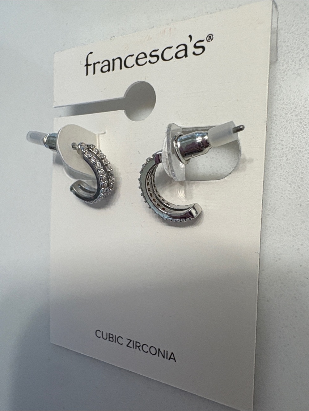 francesca's Silver Cubic Zirconia Bar Stud Earrings